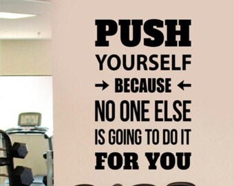 Push Yourself Gym Inspirational Quote Wall Sticker Sports Workout Crossfit Fitness Motivational Saying Vinyl Decal Print Art Room Decor 6fit