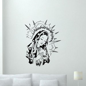 Virgen María pared calcomanía vinilo pegatina decoración religiosa Virgen de Guadalupe pared arte iglesia signo cartel plantilla regalo cristiano mural 2198