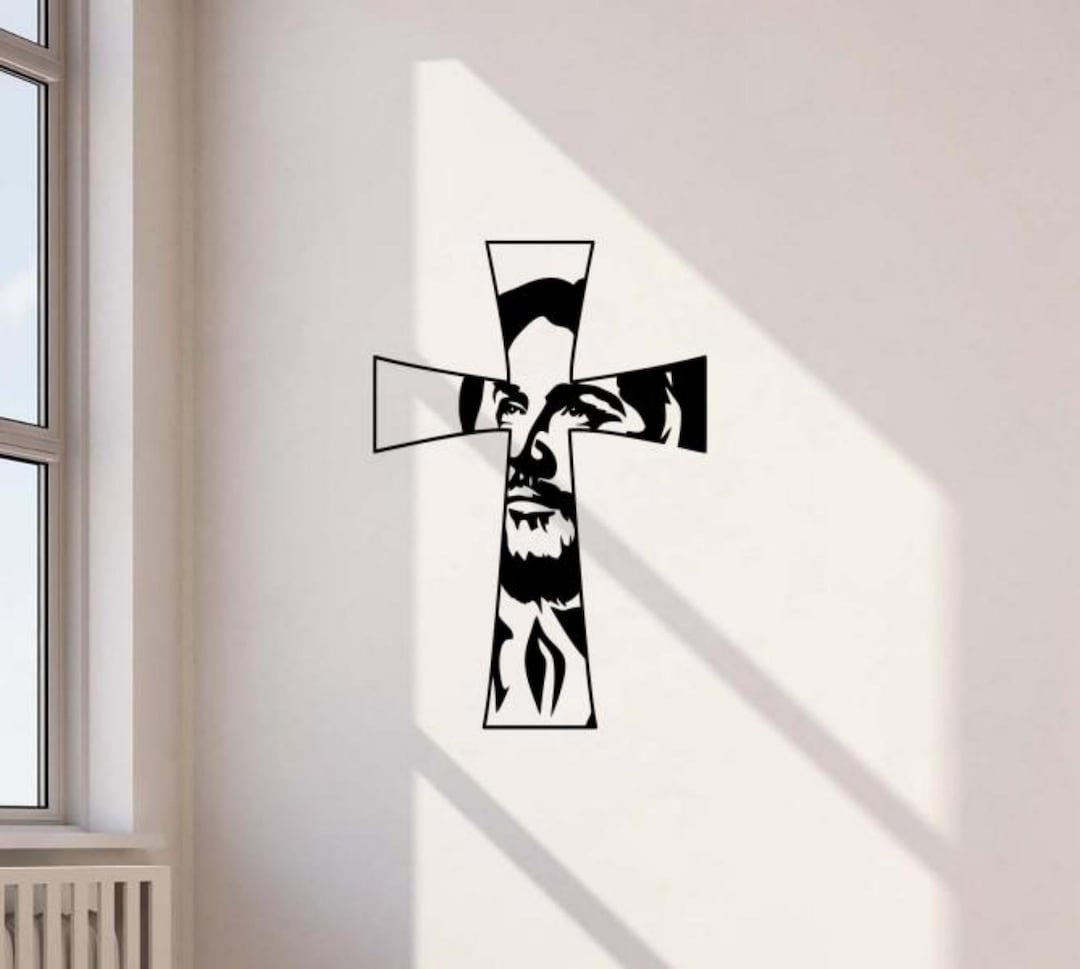 Jesus Cross Decal Wall Vinyl Sticker Religious Decor Christian Wall Art ...