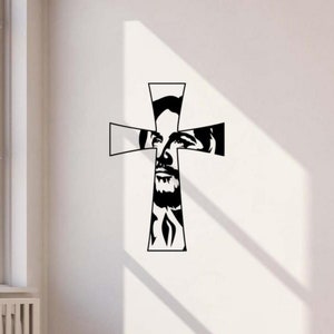 Jesus Christ Cross Wall Decal Vinyl Sticker Religious Decor Christian Wall Art Church Sign Car Window Print Poster Stencil Gift Mural 1890