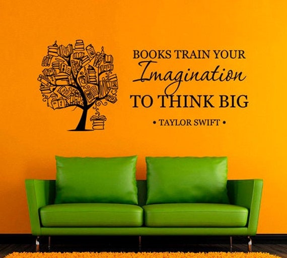 Books Train Your Imagination Taylor Swift Quote Wall Decal Inspire Words Print Art Tree Book Vinyl Sticker Home Library School Decor 14asl