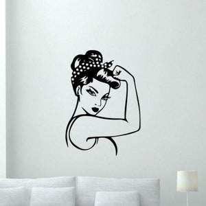 Naklejka ścienna Rosie The Riveter Naklejka winylowa Znak Dekoracja ścienna Cytat Prezent Plakat Szablon Mural Wydruk 2195