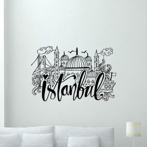 Istanbul Wandtattoo Vinyl Aufkleber Türkisch Decor Wall Art Türkei Zeichen Auto LKW Druck Schlafzimmer Poster Reise Geschenk Wandbild Schablone 1987