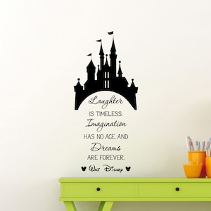 Laughter Is Timeless Imagination Has No Age Dreams Are Forever Wall Decal Vinyl Sticker Mouse Castle Cartoon Poster Print Art Decor 24asl