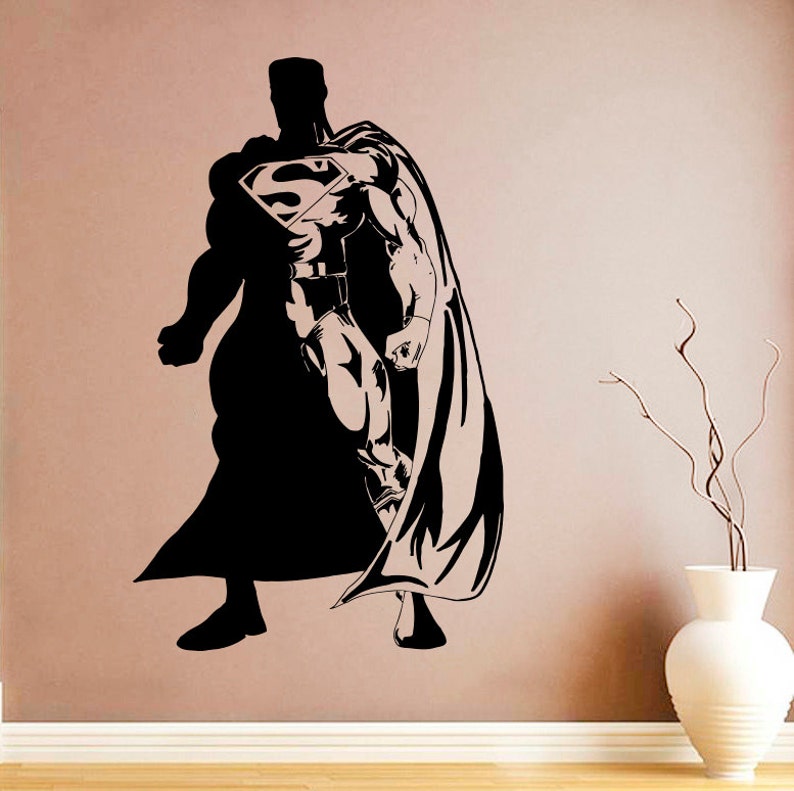 Superman Wall Decal Comics Superhero Vinyl Sticker Clark Kent Etsy