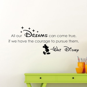 All Our Dreams Can Come True If We Have The Courage Wall Decal Mouse Vinyl Sticker Print Wall Art Cartoon Nursery Kids Room Decor Sign 26asl