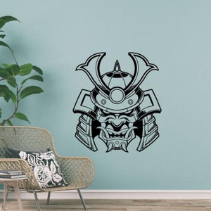 Samurai máscara calcomanía pared vinilo pegatina demonio Oni máscara Hannya Kabuki pared arte signo coche ventana cartel plantilla coche regalo mural cita 2251