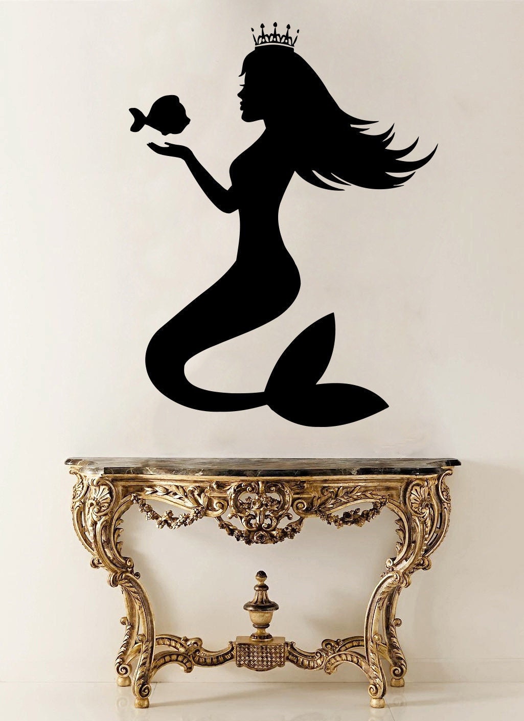 Mermaid Wall Decal Vinyl Sticker Princess Fish Home Wall Art Kids Girls ...