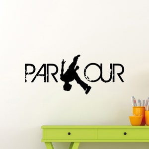 Parkour Wall Decal Vinyl Sticker Street Extreme Sports Urban Style Wall Art Home Gymnastics Mural Boy Bedroom Decor Sign Mural Stencil 7mfn