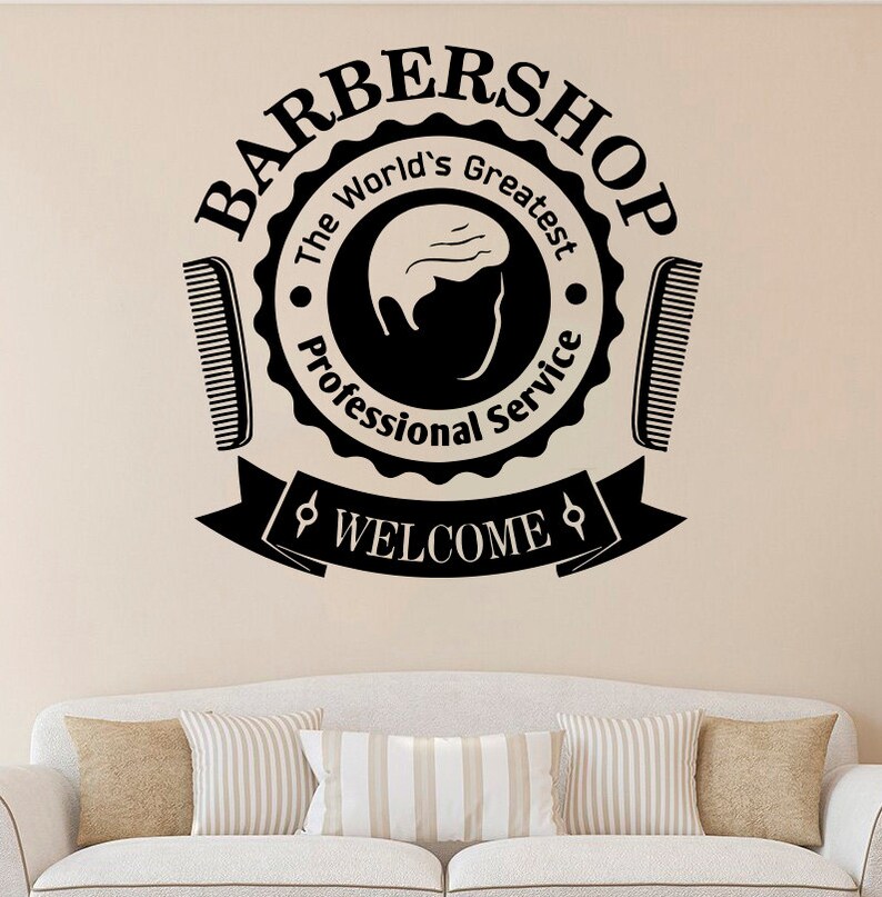 Barber Shop Vinyl Sticker Barber Shop Wall Decal Salon Vinyl | Etsy