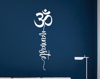 Namaste pared calcomanía vinilo pegatina Om símbolo decoración Ohm arte de la pared Yoga estudio meditación signo coche camión imprimir cartel regalo Mural 1939