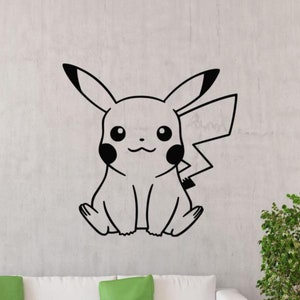 Pikachu pared calcomanía vinilo pegatina niños habitación decoración pared arte coche camión signo impresión vivero cartel plantilla regalo mural 2006