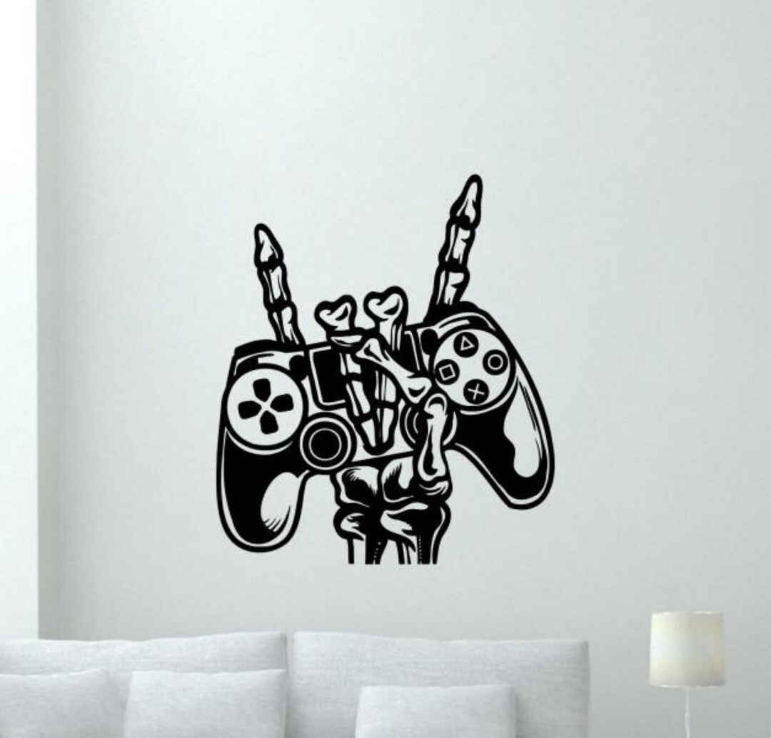 Gamer Skeleton Wall Decal Vinyl Sticker Video Game Decor Gaming Room ...