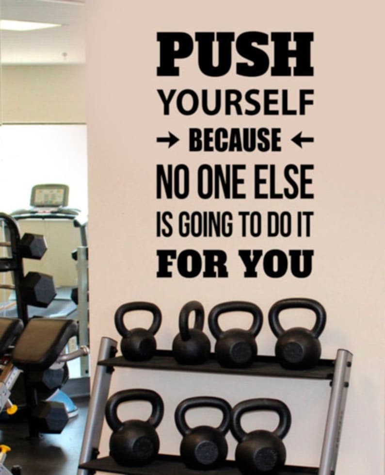 Push Yourself Gym Inspirational Quote Wall Sticker Sports Workout Crossfit Fitness Motivational Saying Vinyl Decal Print Art Room Decor 6fit