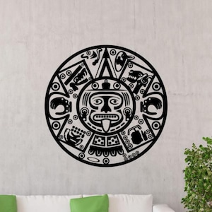 Aztec Calendar Decal Wall Vinyl Sticker Mayan Decor Maya Wall Art Ancient Sign Car Print Stencil Poster Gift Mural 2089