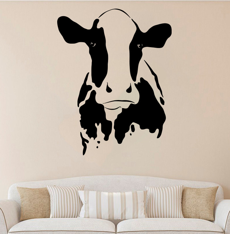 Cow Wall Sticker Cow Vinyl Decal Animals Wall Decals Wall Etsy