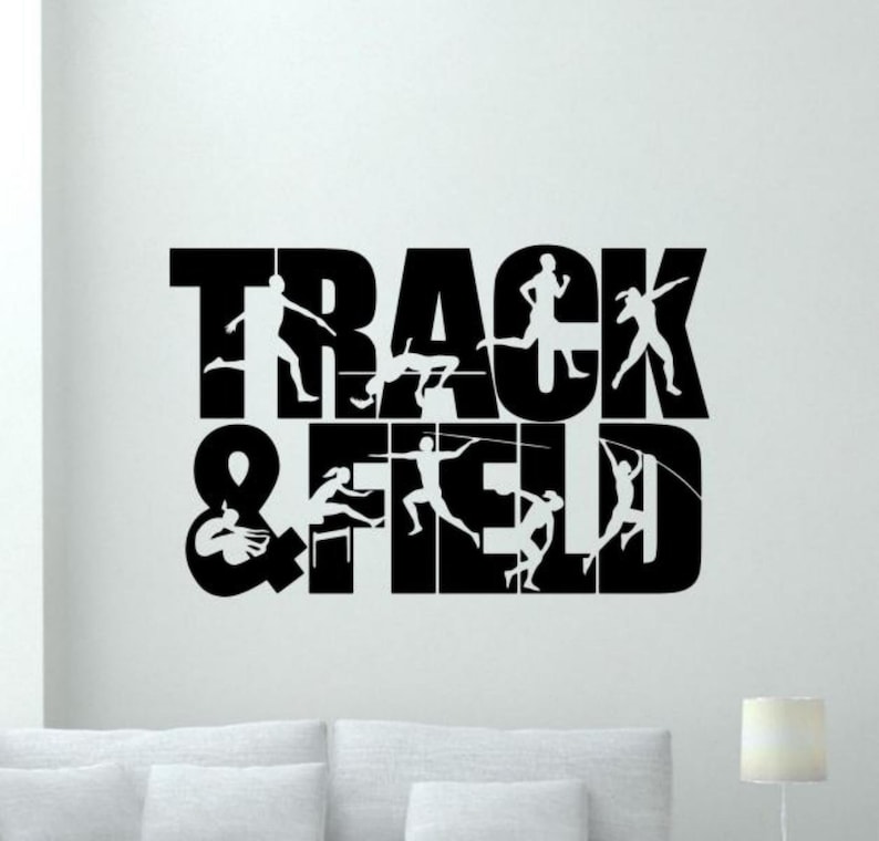 Track and Field Decal Wall Vinyl Sticker Run Sign Jumping Running Decor ...