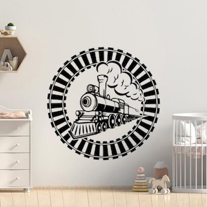 Trem decalque da parede adesivo de vinil trem ferrovia arte da parede locomotiva sinal fumaça cartaz ferroviário crianças decoração do quarto berçário presente mural estêncil 2249