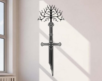 Narsil Zwaard Muurtattoo Vinyl Sticker Teken Tovenaar Fellowship of the Ring Decor Wall Art Gift Poster Stencil Deur Autoruit Muurschildering 4204