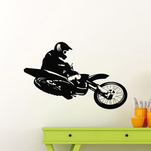 Motocross pared calcomanía vinilo pegatina motocicleta pared arte Motorsport impresión truco estilo libre deportes extremos cartel niños habitación decoración 8qpe