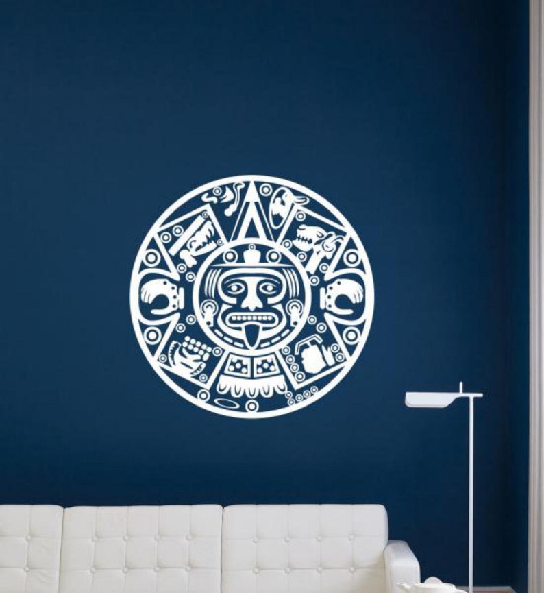 Aztec Calendar Decal Wall Vinyl Sticker Mayan Decor Maya Wall Art ...