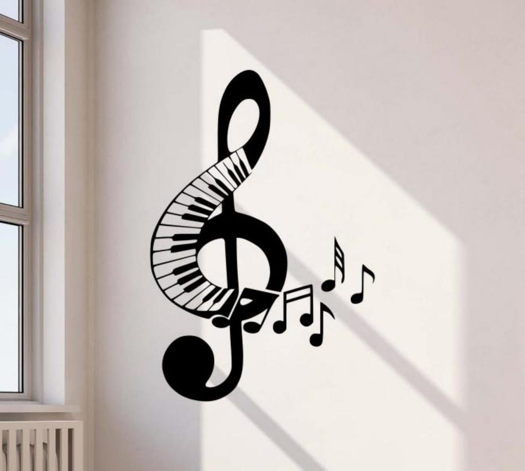 Treble Clef Piano Keys Wall Decal Wall Vinyl Sticker Musical Notes ...