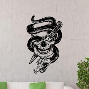 Snake Skull Decal Muur Vinyl Sticker Decor Mes Schedel Rattle Snake Wall Art Superheld Teken Car Window Poster Stencil Gift Mural 1912