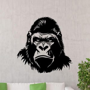 Gorilla Wall Decal Vinyl Sticker Monkey Face Decor Angry Ape Wall Art Beast Sign Car Window Door Truck Print Poster Stencil Gift Mural 4105