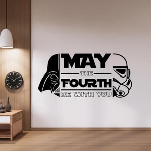 Niech Czwarty Będzie z Tobą Naklejka Ścienna Winylowa Naklejka Cytat Vader Decor Wars Sztuka Ścienna Znak Okno Samochodowe Wydruk Dziecięcy Plakat Prezent 2171