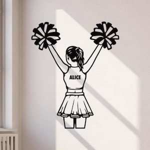 Personalisierte Cheerleader Mädchen Wand Aufkleber Vinyl Aufkleber Cheerleader Zeichen jubeln Benutzerdefinierte Name Dekor Wandkunst Geschenk Poster Tür Fenster Wandbild 4097