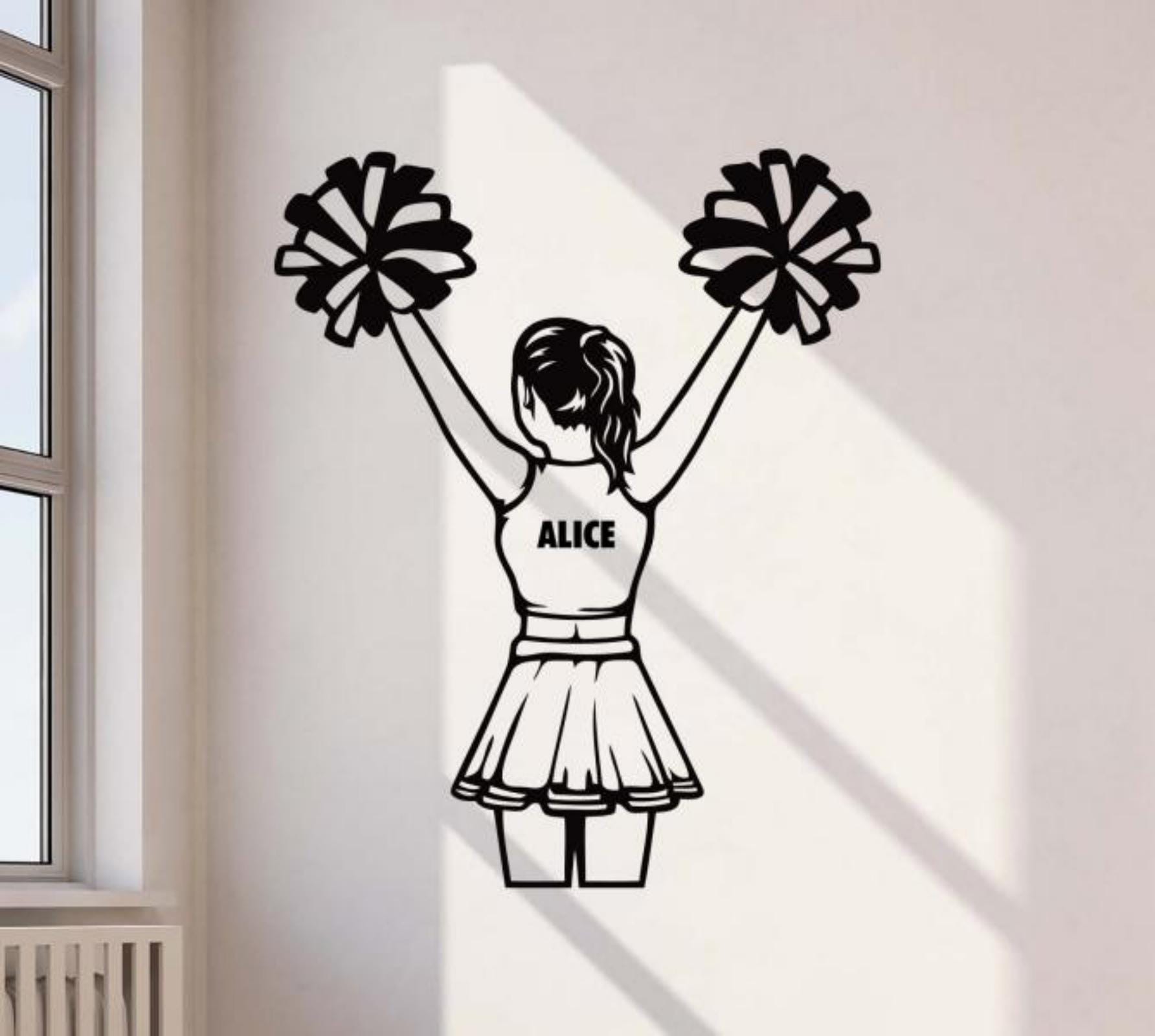 Personalized Cheerleading Girl Wall Decal Vinyl Sticker Cheerleader ...