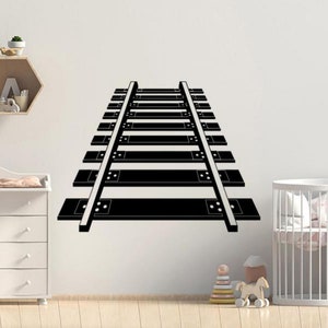 Rail Road Wall Decal Vinyl Sticker Train Railway Wall Art Sign Way Railroad Print Poster Kids Room Decor Nursery Gift Mural Stencil 2124
