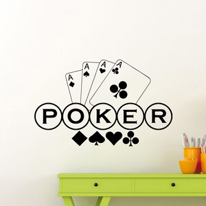 Calcomanía de pared de póker, pegatina de vinilo, tarjeta de póker, ases, juego de arte, póster impreso, Home Club, Casino, decoración, cartel, plantilla, Mural 8drw