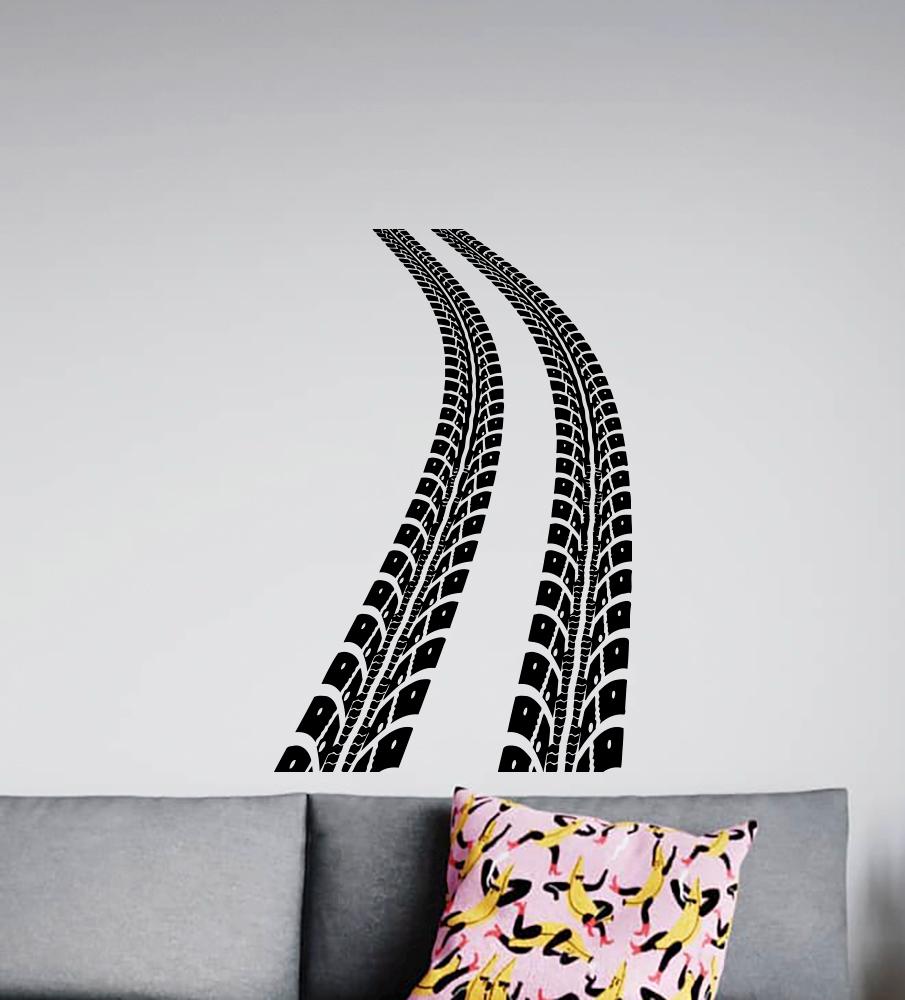 Tire Tracks Wall Decal Vinyl Sticker Road Trace Automotive Boy Room...