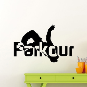 Parkour Wall Decal Vinyl Sticker Extreme Sports Wall Print Boy Mural Urban Style Parkourist Gift Decor Sign Mural Stencil (5mfn)