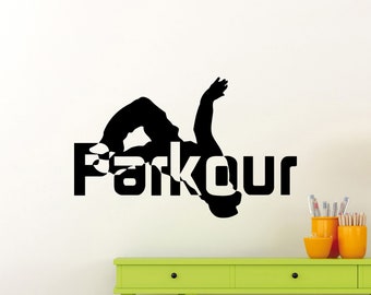 Parkour Wall Decal Vinyl Sticker Extreme Sports Wall Print Boy Mural Urban Style Parkourist Gift Decor Sign Mural Stencil (5mfn)