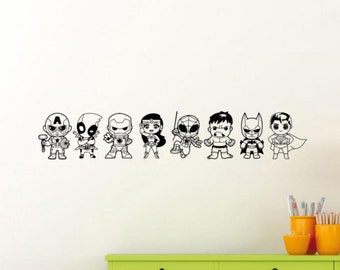 Kids Superhero Wall Decal Vinyl Sticker Baby Superheroes Decor Super Hero Wall Art Car Window Sign Nursery Poster Comics Gift Mural 2153