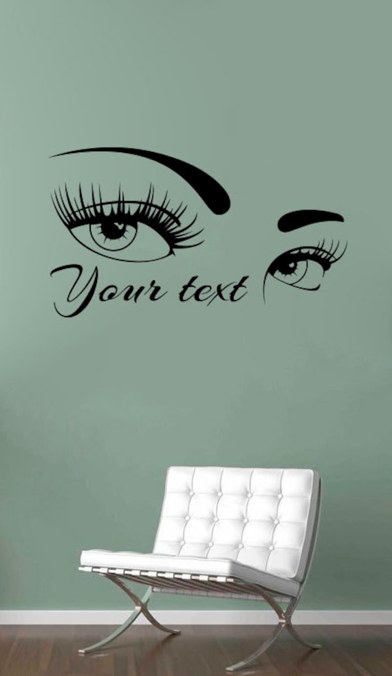 eyes wall decal personalized beauty shop logo vinyl sticker | etsy
