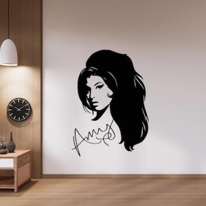 Naklejka ścienna Amy Vinyl Naklejka Muzyka Dekor Dziewczyna Sztuka ścienna Znak Samochód Wydruk Szablon Sypialnia Plakat Prezent Mural 2074