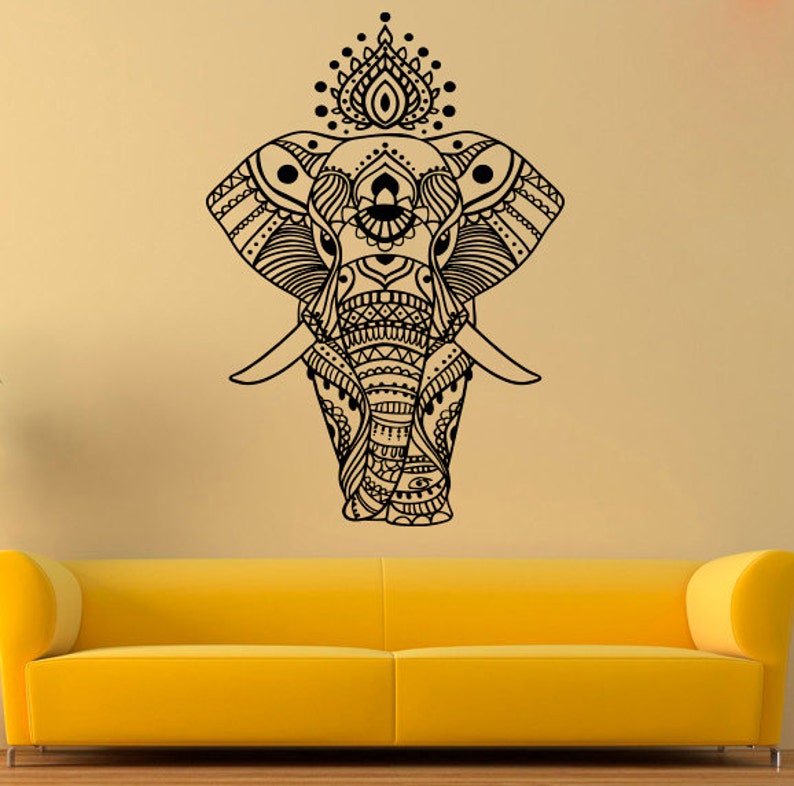 Indian Elephant Vinyl Sticker Elephant Wall Decal Animal Etsy