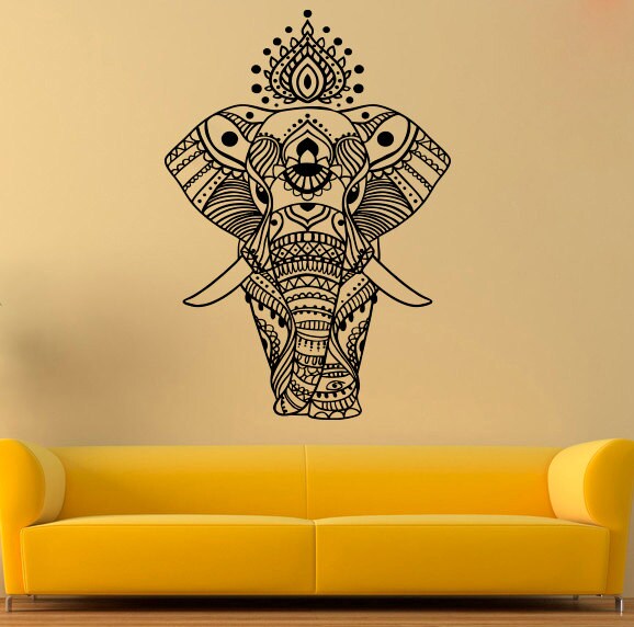 Indian Elephant Vinyl Sticker Elephant Wall Decal Animal Etsy