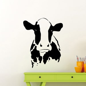 Cow Wall Decal Vinyl Sticker Holstein Cow Farm Animal Farmhouse Wall Art Home Nature Village Bedroom Decor Gift Sign Mural Stencil 12grd