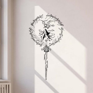 Narsil Sword Wall Decal Vinyl Sticker Sign Wizard Fellowship of the Ring Decor Wall Art Gift Poster Stencil Door Car Window Mural 4150