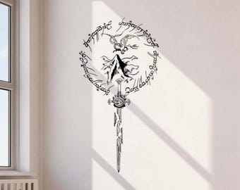 Narsil Zwaard Muurtattoo Vinyl Sticker Teken Tovenaar Fellowship of the Ring Decor Wall Art Gift Poster Stencil Deur Autoruit Muurschildering 4150