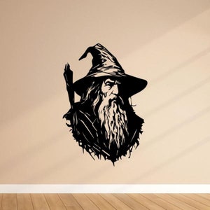 Naklejka ścienna Gandalf Naklejka winylowa Dekoracja ścienna Sztuka samochodowa Ciężarówka Znak Drukuj Pokój dziecięcy Plakat Czarodziej Szablon Prezent Mural 1956