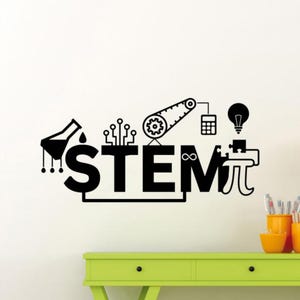 Stem Wall Decal Vinyl Sticker Stem Lab Sign Steam Decor Science Wall Art Scientist Gift Teacher Car Poster Stencil Door Window Mural 4188