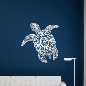 Naklejka ścienna z żółwiem Naklejka winylowa Dekoracja z żółwiem morskim Ocean Nautical Wall Art Beach Sign Car Truck Print Bathroom Poster Gift Mural Stencil 2100