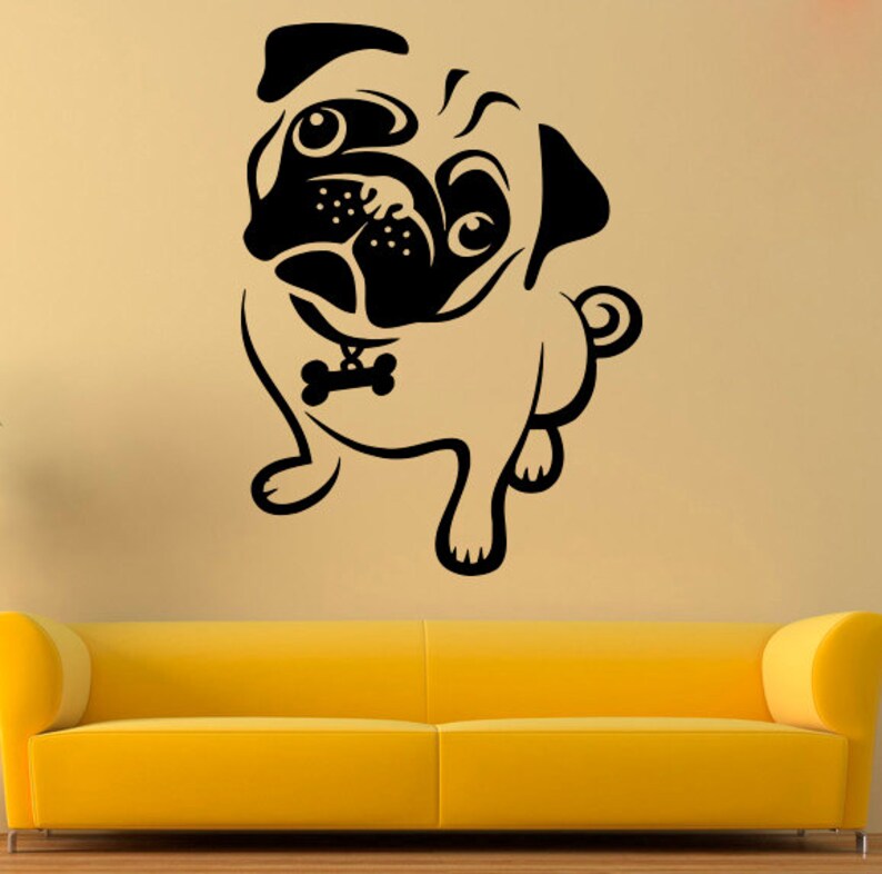 Pug Vinyl Decal Pug Dog Wall Sticker Pet Wall Decals Wall Etsy