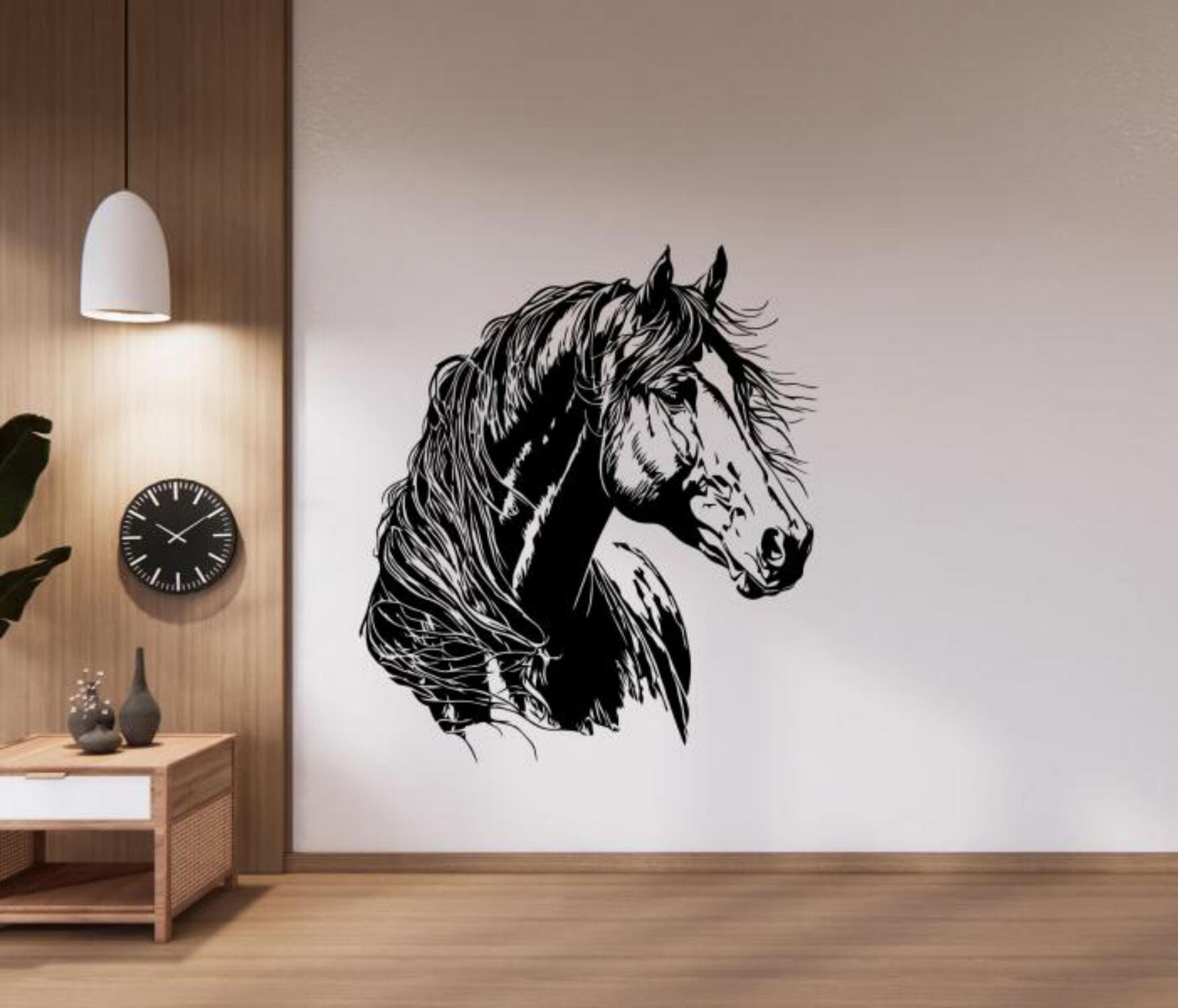 Heiheiup Running Mural Decal Horse Wall Sticker Black Removable Art Decor  Home Home Decor Frame Peel Stick Mirror