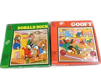 1 Vintage Disney Puzzle Wooden Puzzle Donald Duck Scrooge McDuck Goofy